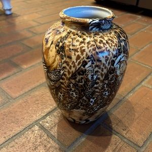 Vintage animal print ceramic vase; 1 of 3.
